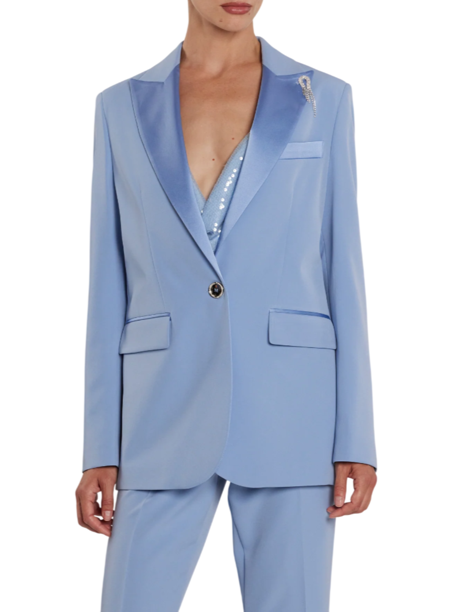 Relish giacca blazer Satyne con dettagli satin celeste SATYNE 1771 RELISH 