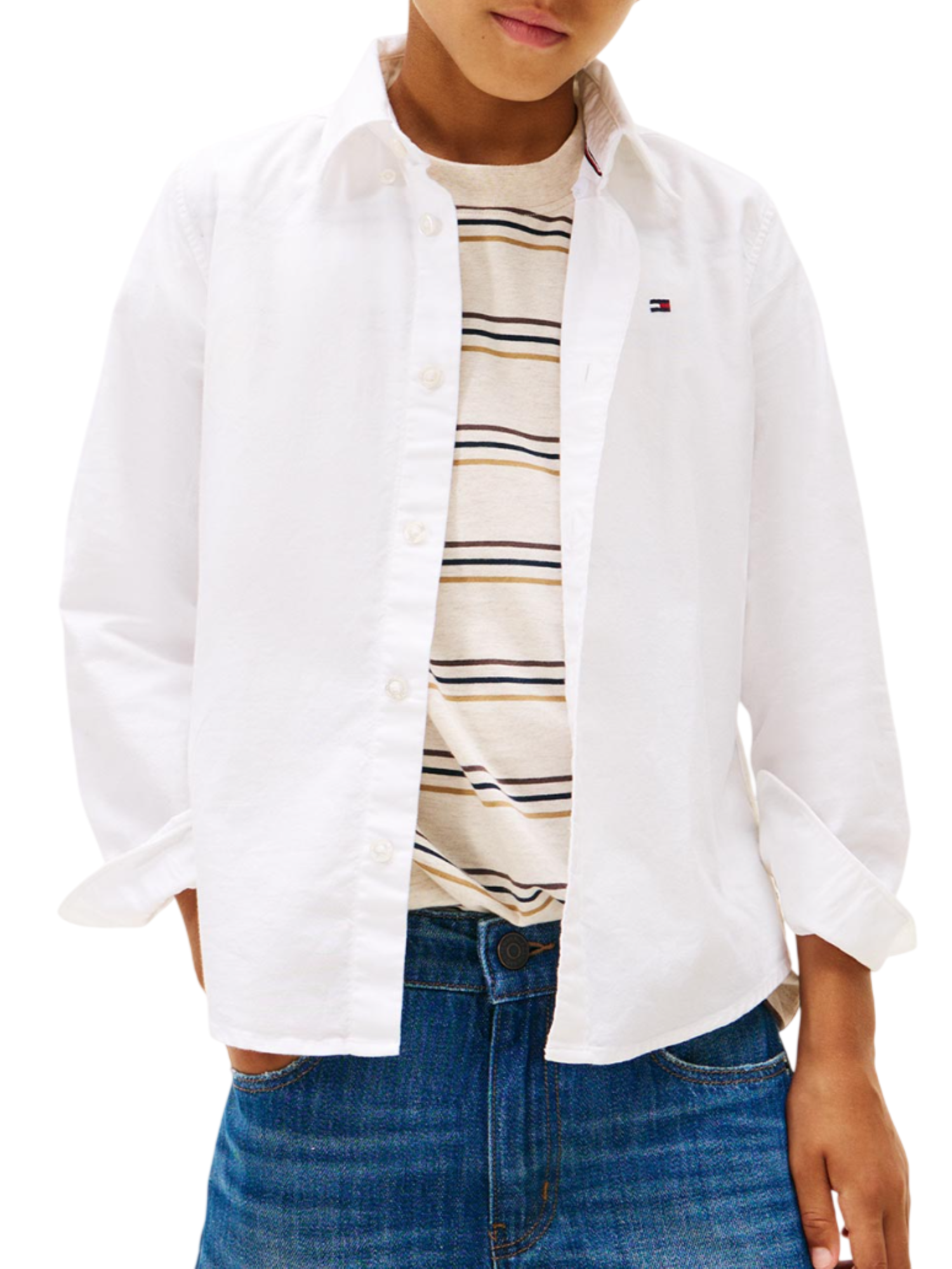 Tommy Hilfiger camicia bambino manica lunga bianco KB0KB10192 YBR Tommy Hilfiger 