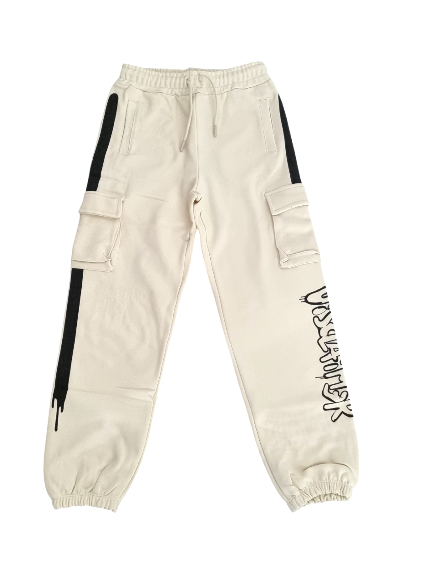 Disclaimer pantaloni cargo in felpa beige