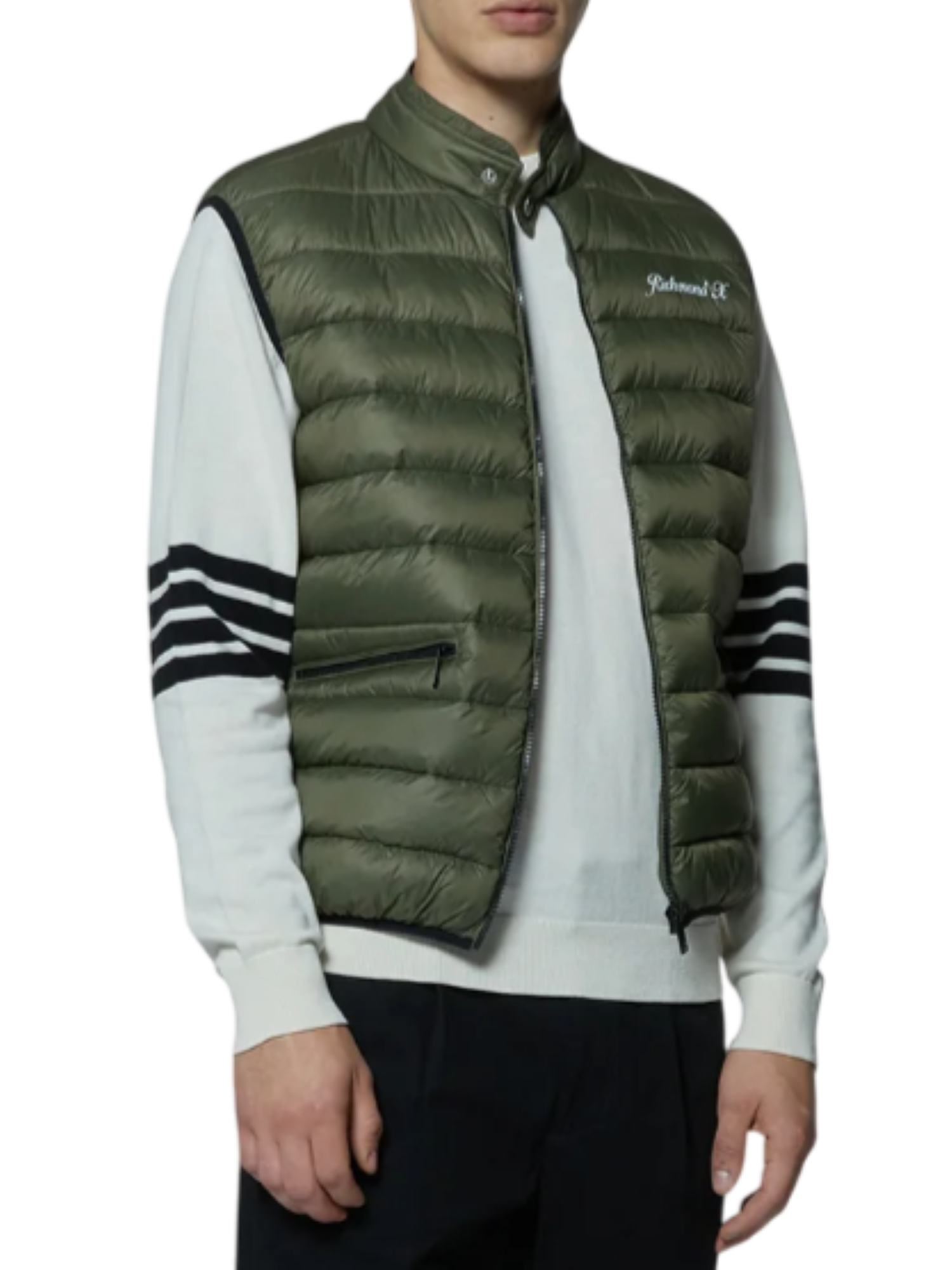 John Richmond gilet imbottito trapuntato Arabbe verde UMP25236PI GREEN MILITARY John RICHMOND 