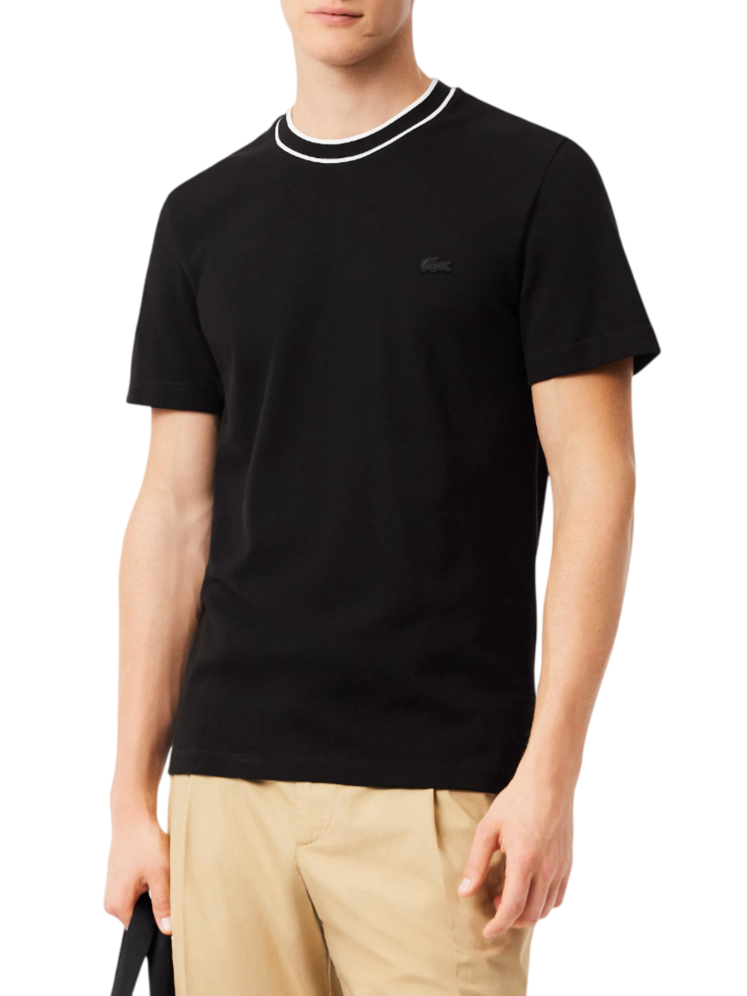 Lacoste T-shirt in piquè con colletto a righe nero TH8174 031 LACOSTE 