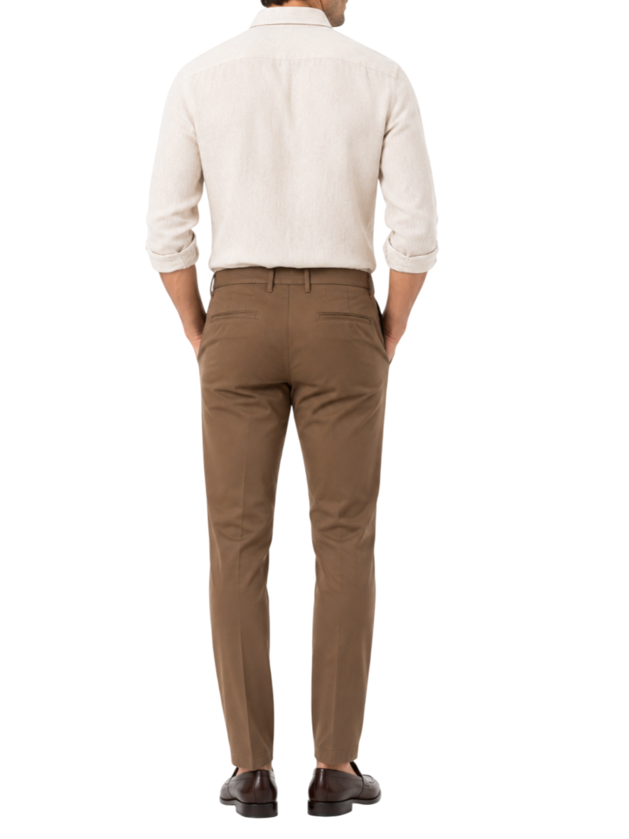 Le Braghe pantaloni uomo in cotone slim marrone PT105-1602 FANGO Le Braghe 