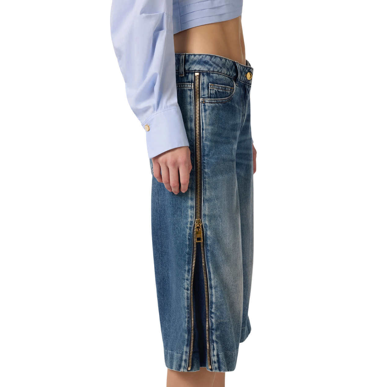 Elisabetta Franchi bermuda in denim con zip lavaggio blu PJ18I61 104 ELISABETTA FRANCHI 