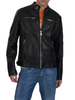 Yes Zee giubbino stile biker in ecopelle nero