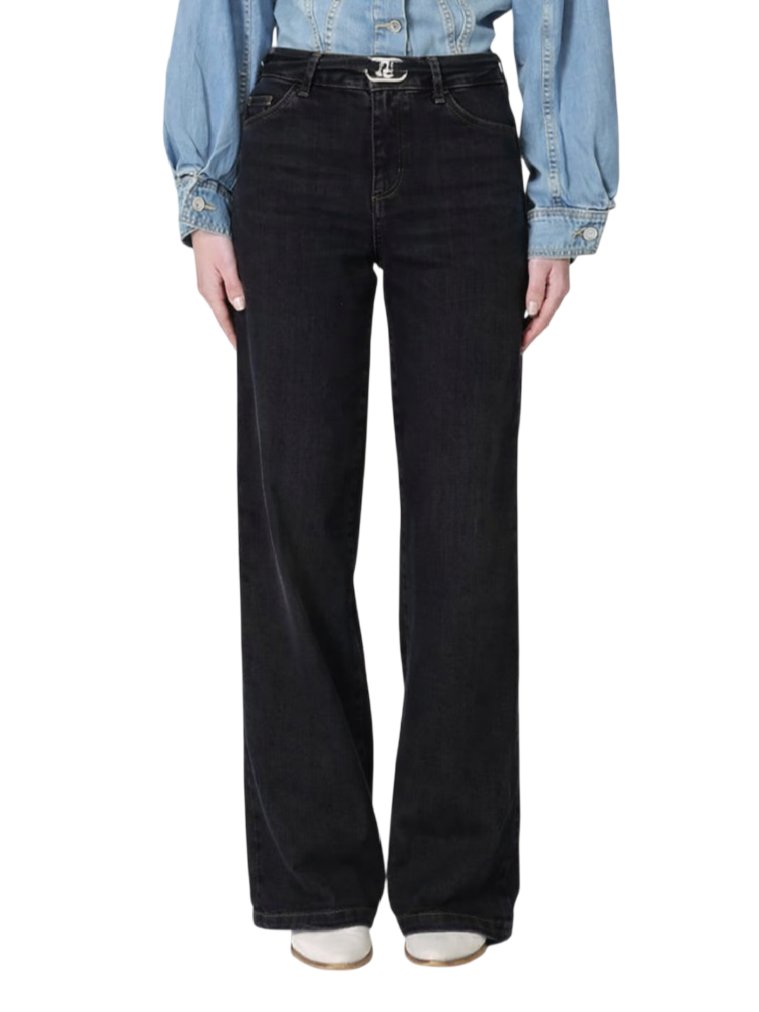 Liu Jo jeans flare vita alta con cintina lavaggio nero UA6160D0264 8L451 LIU JO 