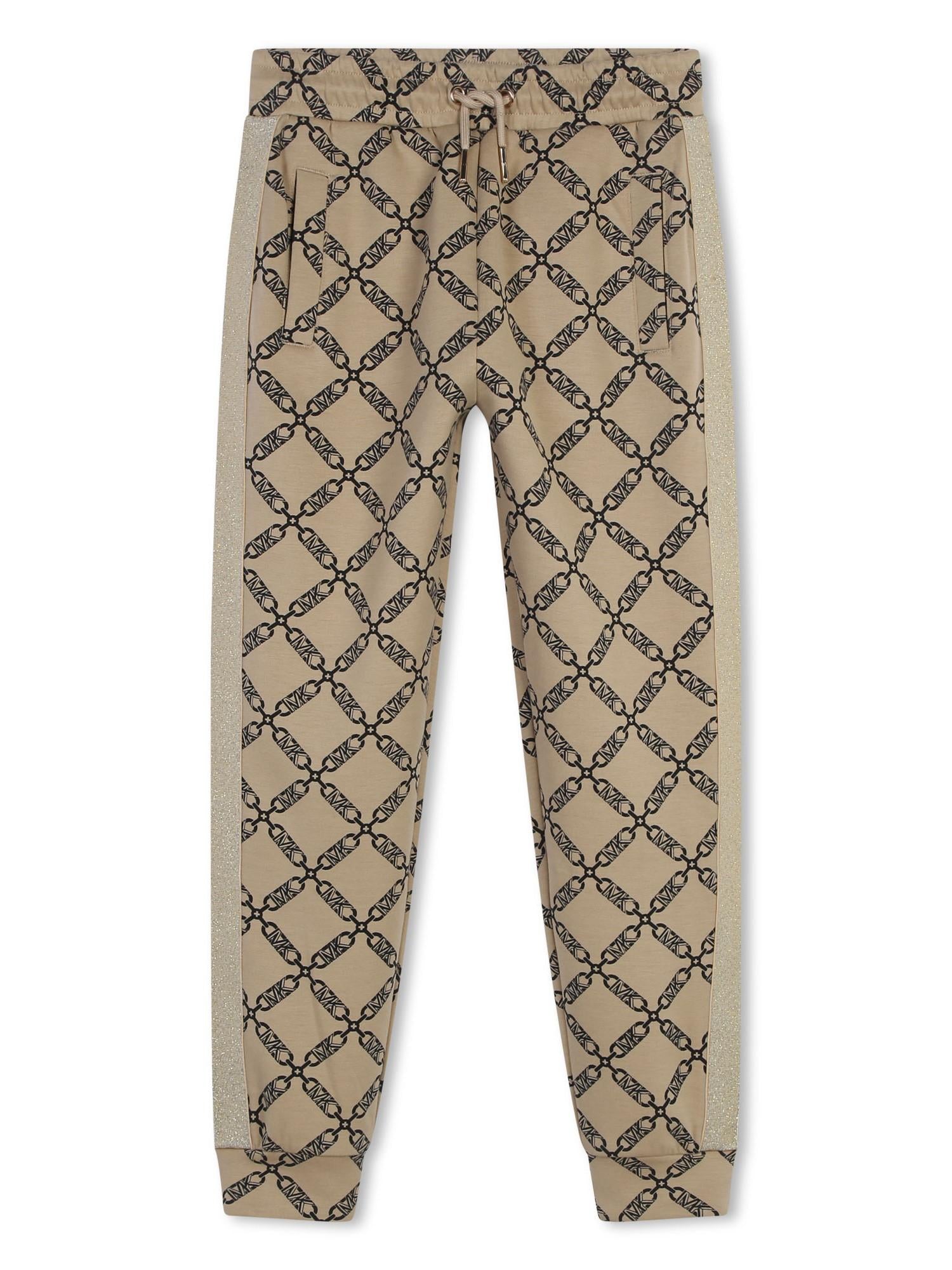 Michael Kors pantaloni joggers in fantasia logo monogram beige R30181 BEIGE MICHAEL KORS 