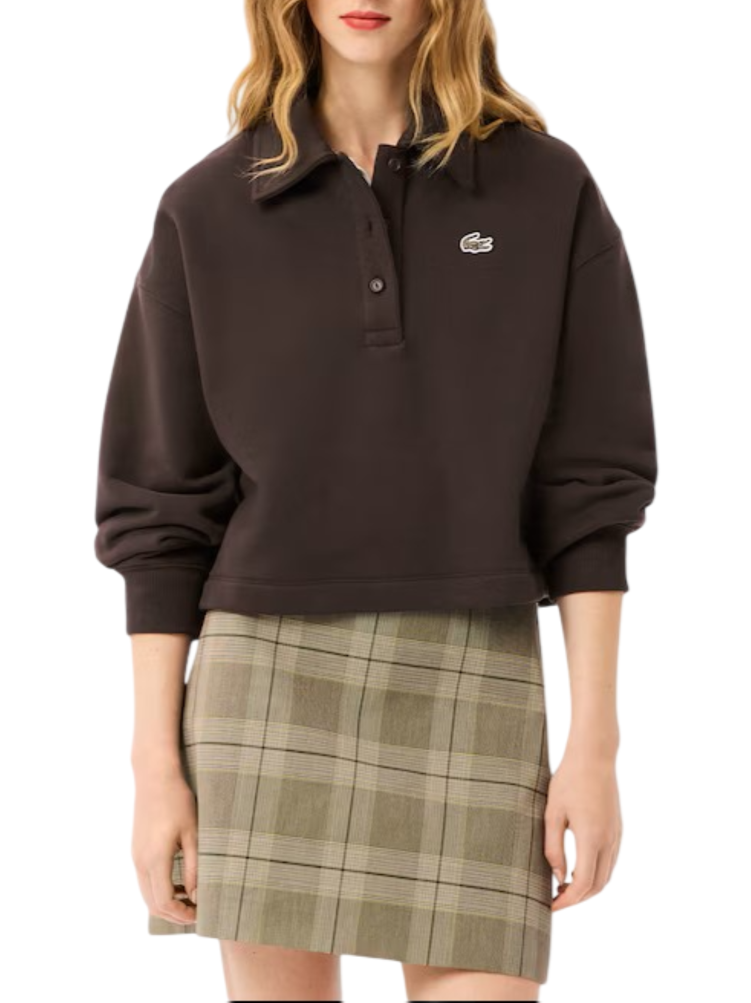 Lacoste polo donna in felpa oversize marrone SF5275 SKB LACOSTE 