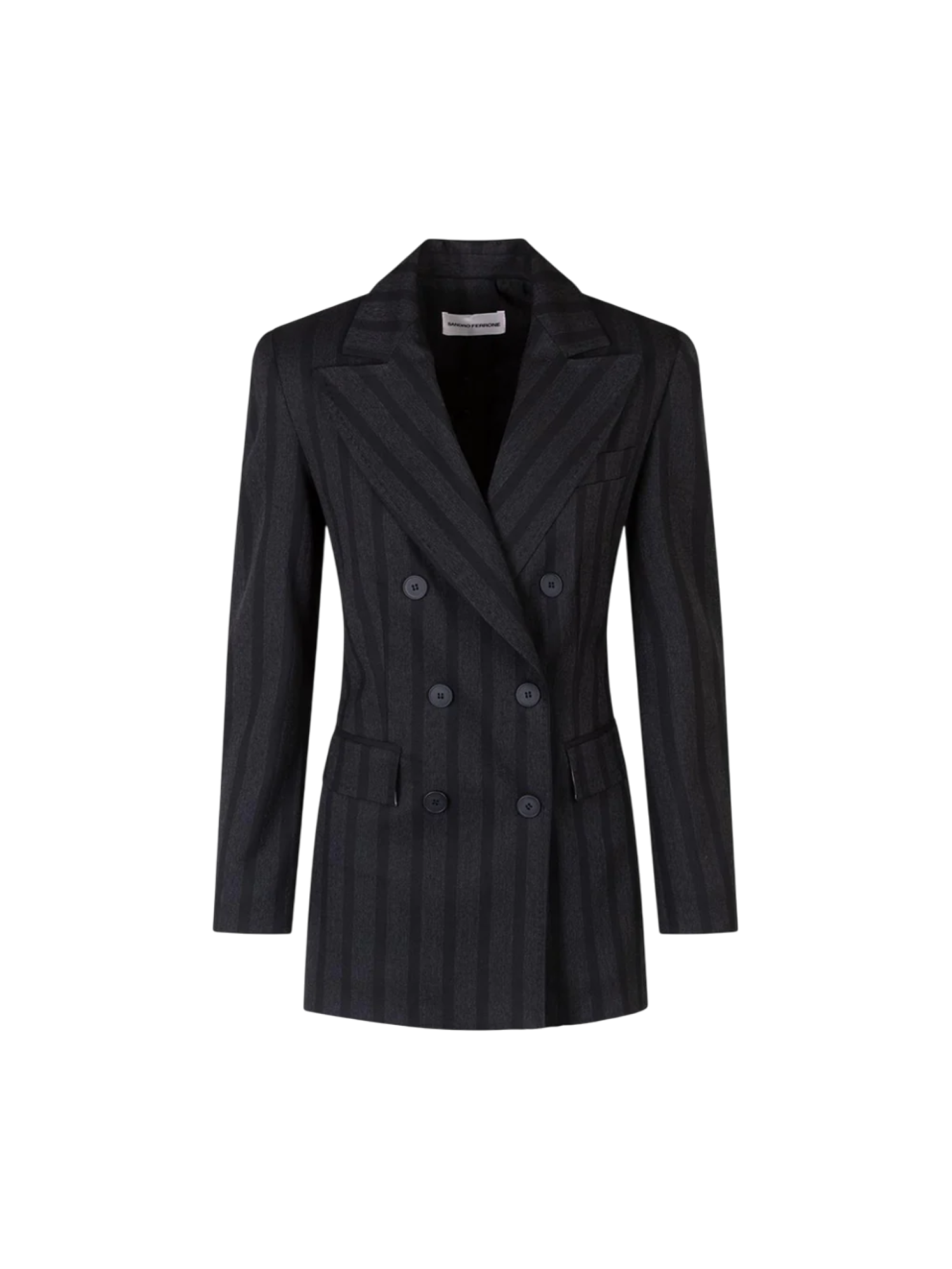 Sandro Ferrone giacca blazer doppiopetto a righe nero S25YBFFEDERICA UNICA Sandro FERRONE 