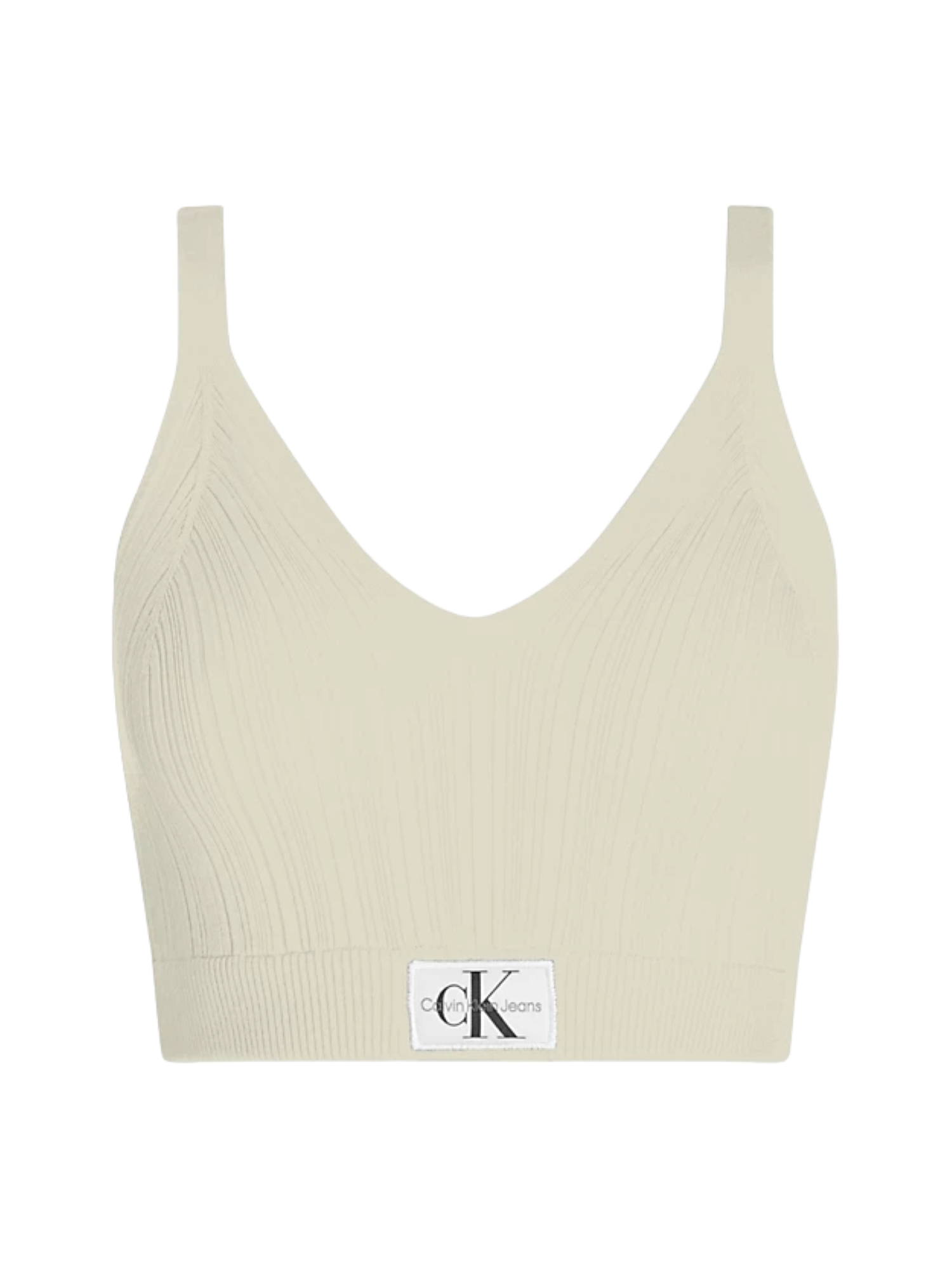 Calvin Klein Jeans top crop in maglia a costine ecrù J20J223152 LFU Calvin Klein Jeans 