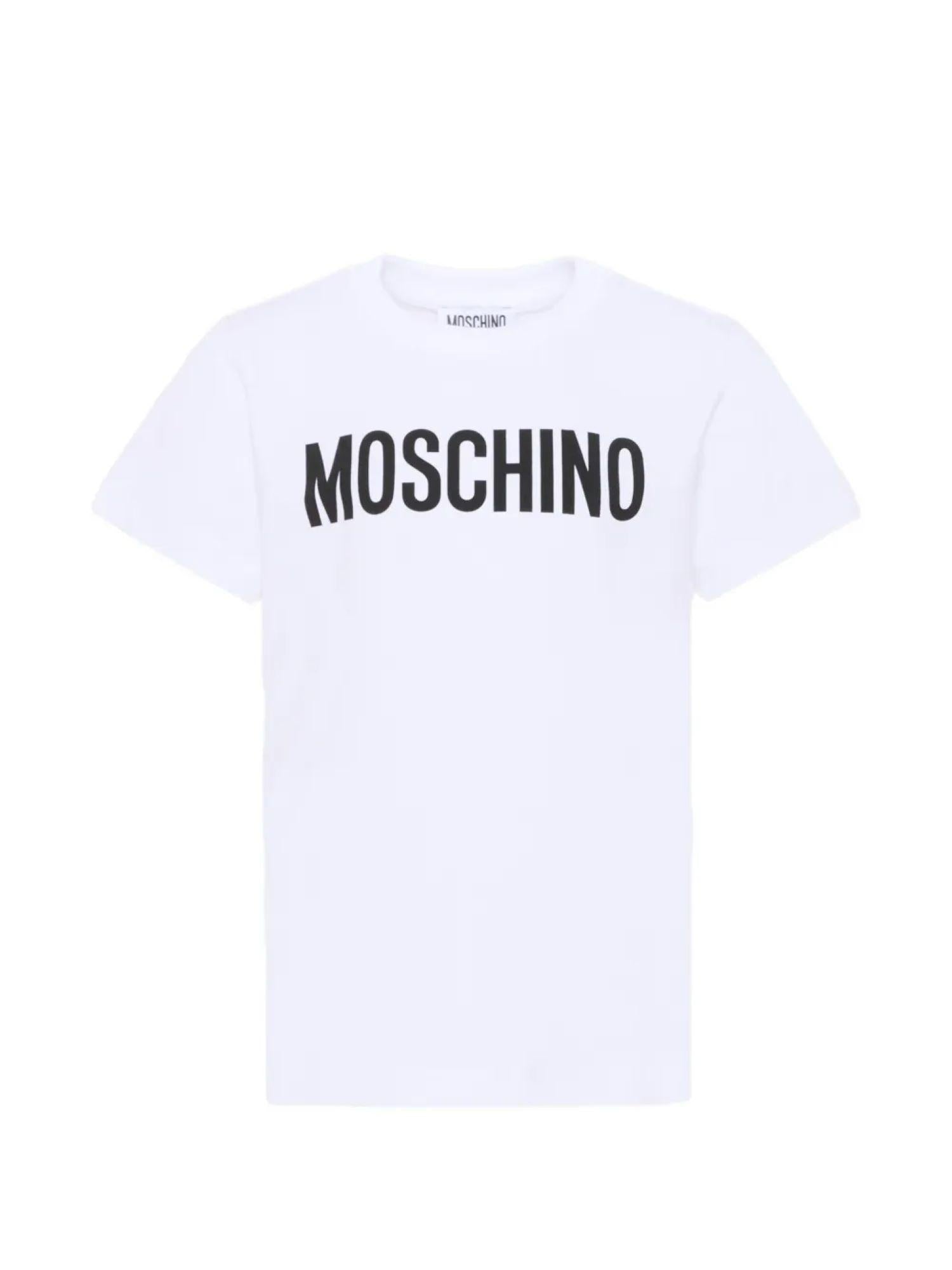 Moschino T-shirt manica corta bambino con logo bianco HUM05U-LBA10 10101 MOSCHINO 
