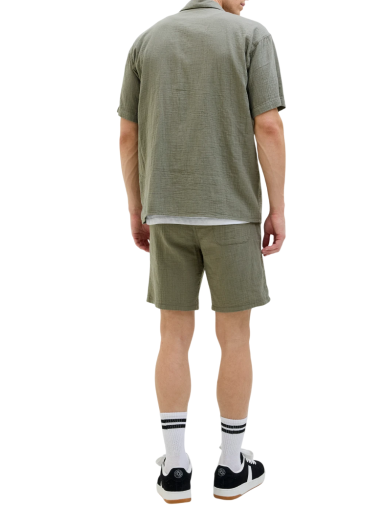 Jack&Jones camicia maniche corte in cotone verde 12274798 MULLED BASIL JACK&JONES 