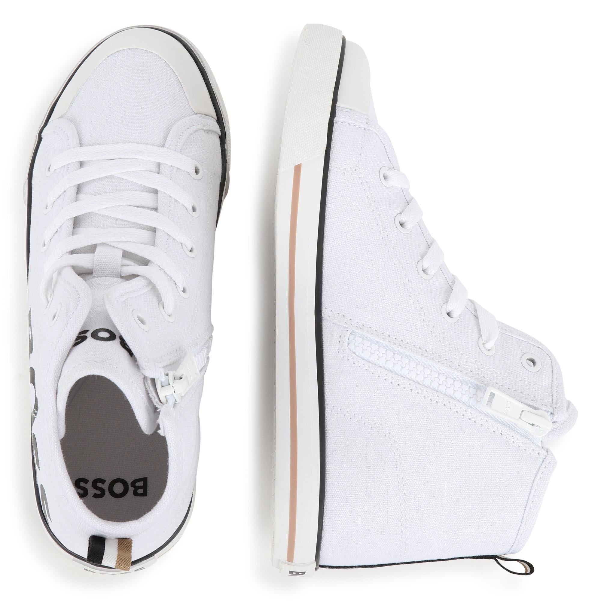 Boss sneakers alte in tela con logo bianco J51029 BIANCO BOSS 