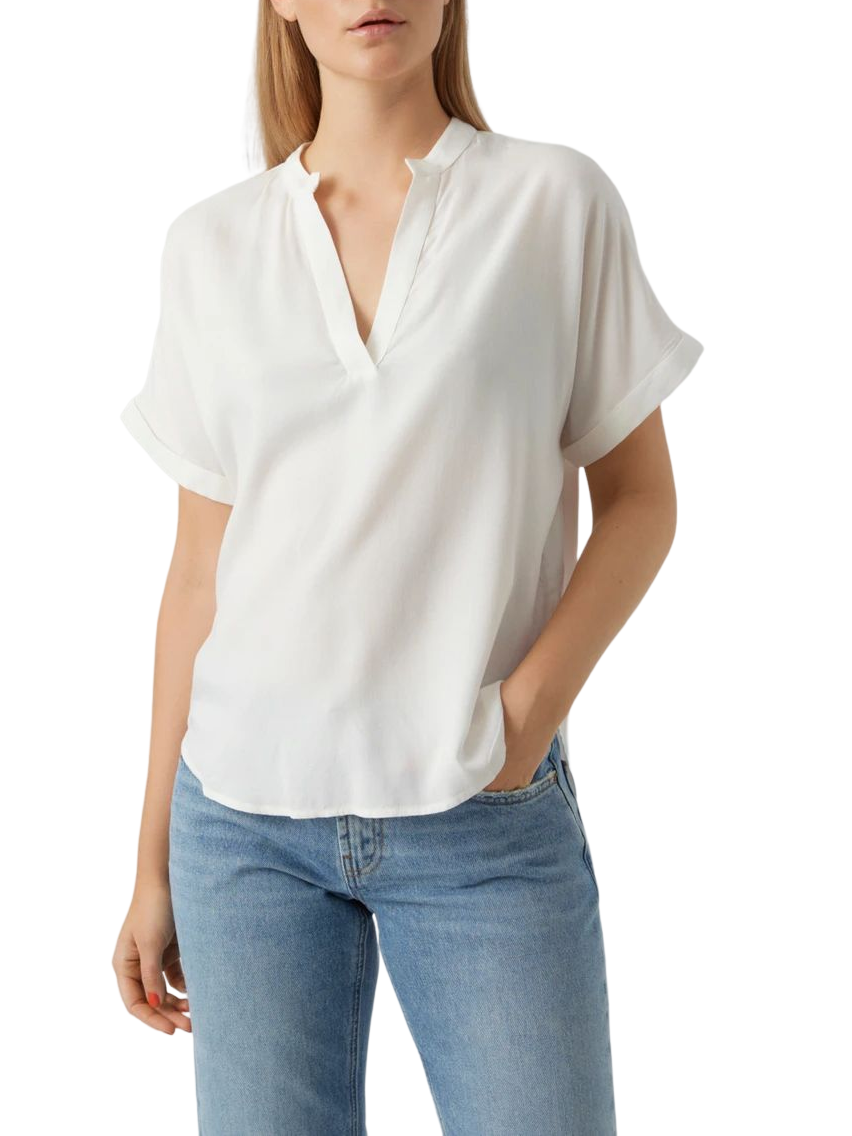 Vero Moda T-shirt manica corta in viscosa panna 10279697 SNOW WHITE VERO MODA 