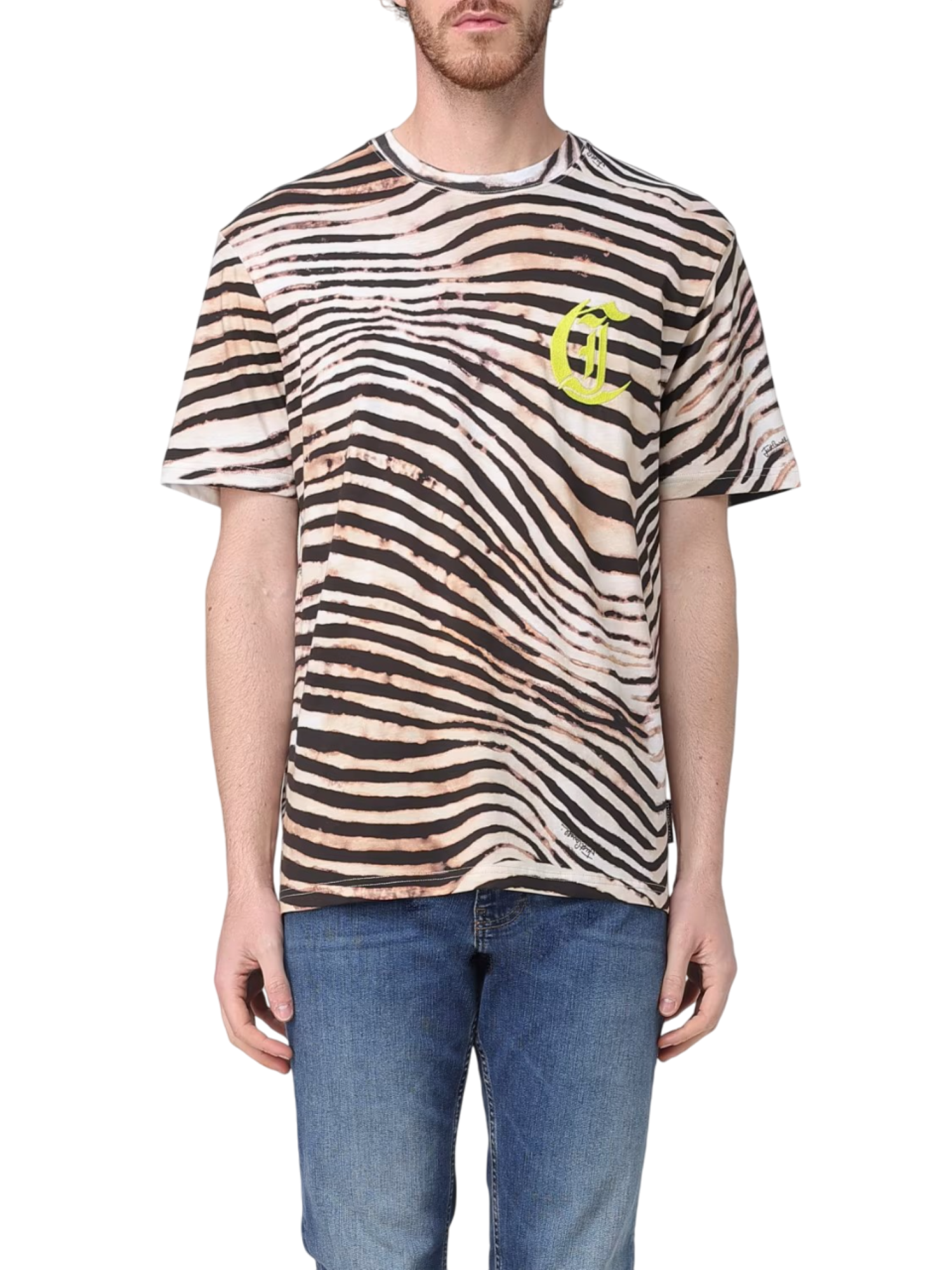Just Cavalli T-shirt maniche corte in fantasia beige nero 78OAHE04-CJ110 R30 JUST CAVALLI 