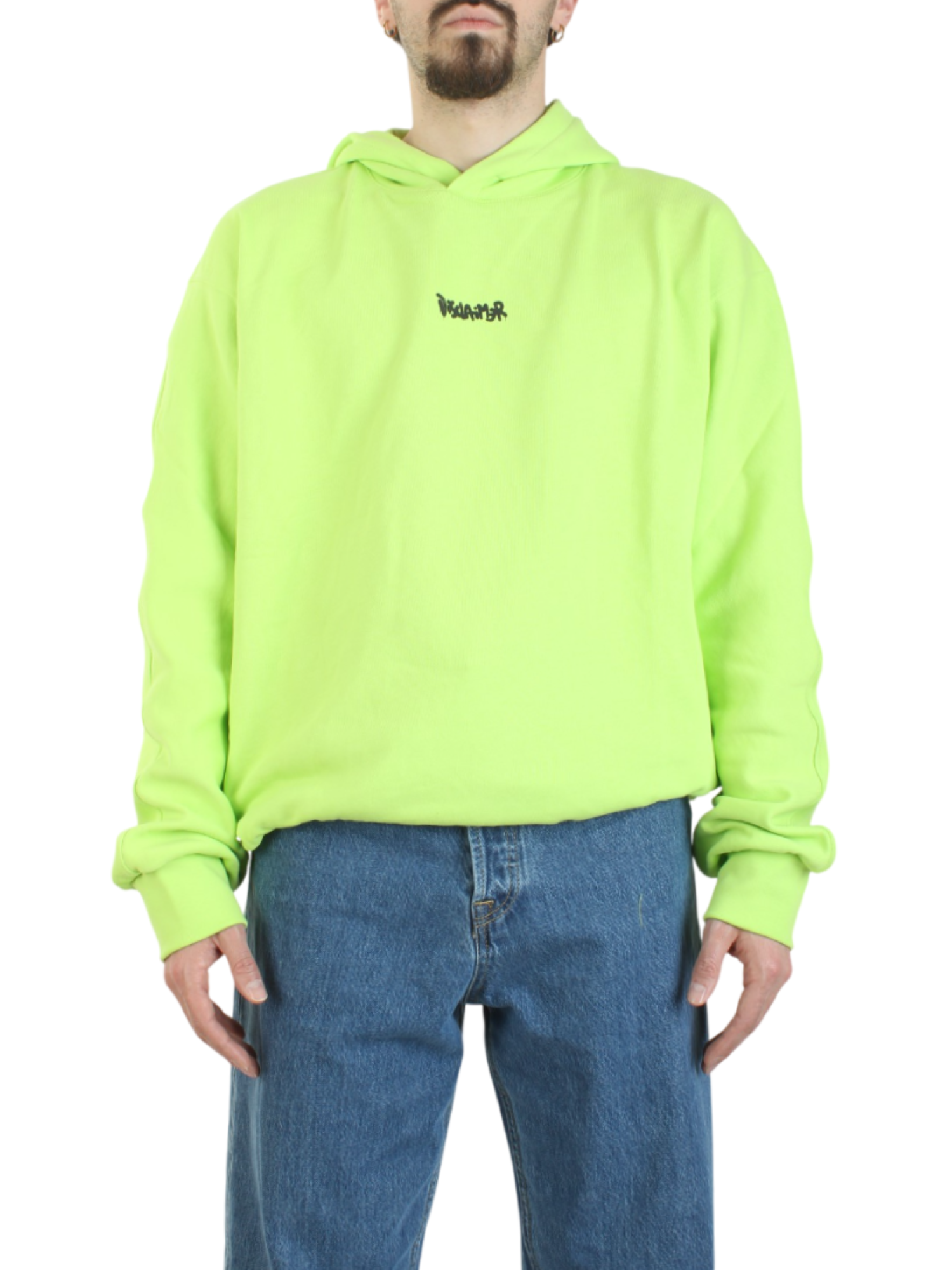 Disclaimer felpa con cappuccio maxi stampe verde lime 54825 GIALLO LIME DISCLAIMER 
