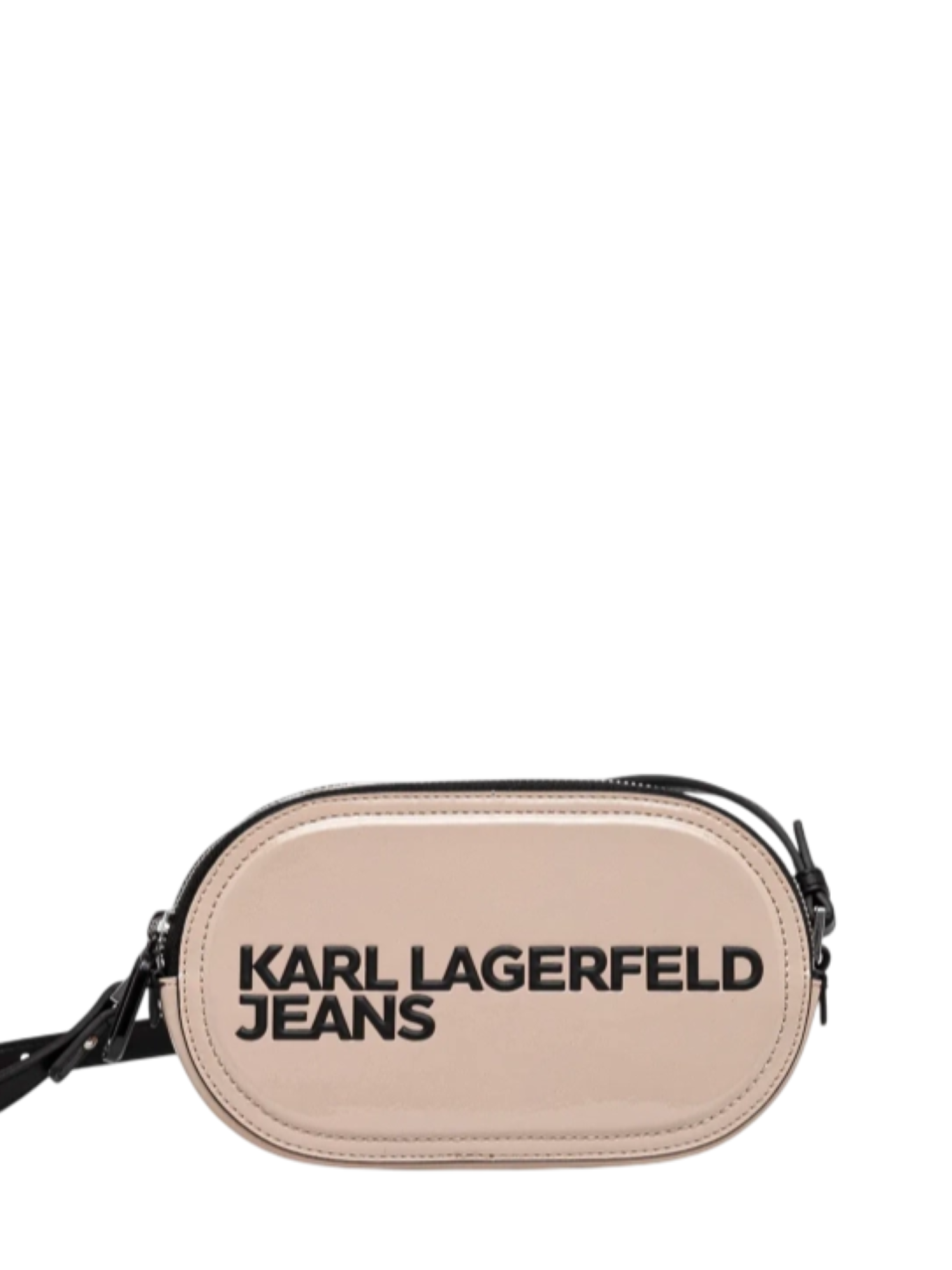 Karl Lagerfeld Jeans borsa a tracolla in ecopelle effetto vernice beige