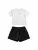 Icon completo bambina T-shirt e shorts con strass bianco nero