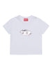 Diesel T-shirt manica corta con logo paillettes bianco