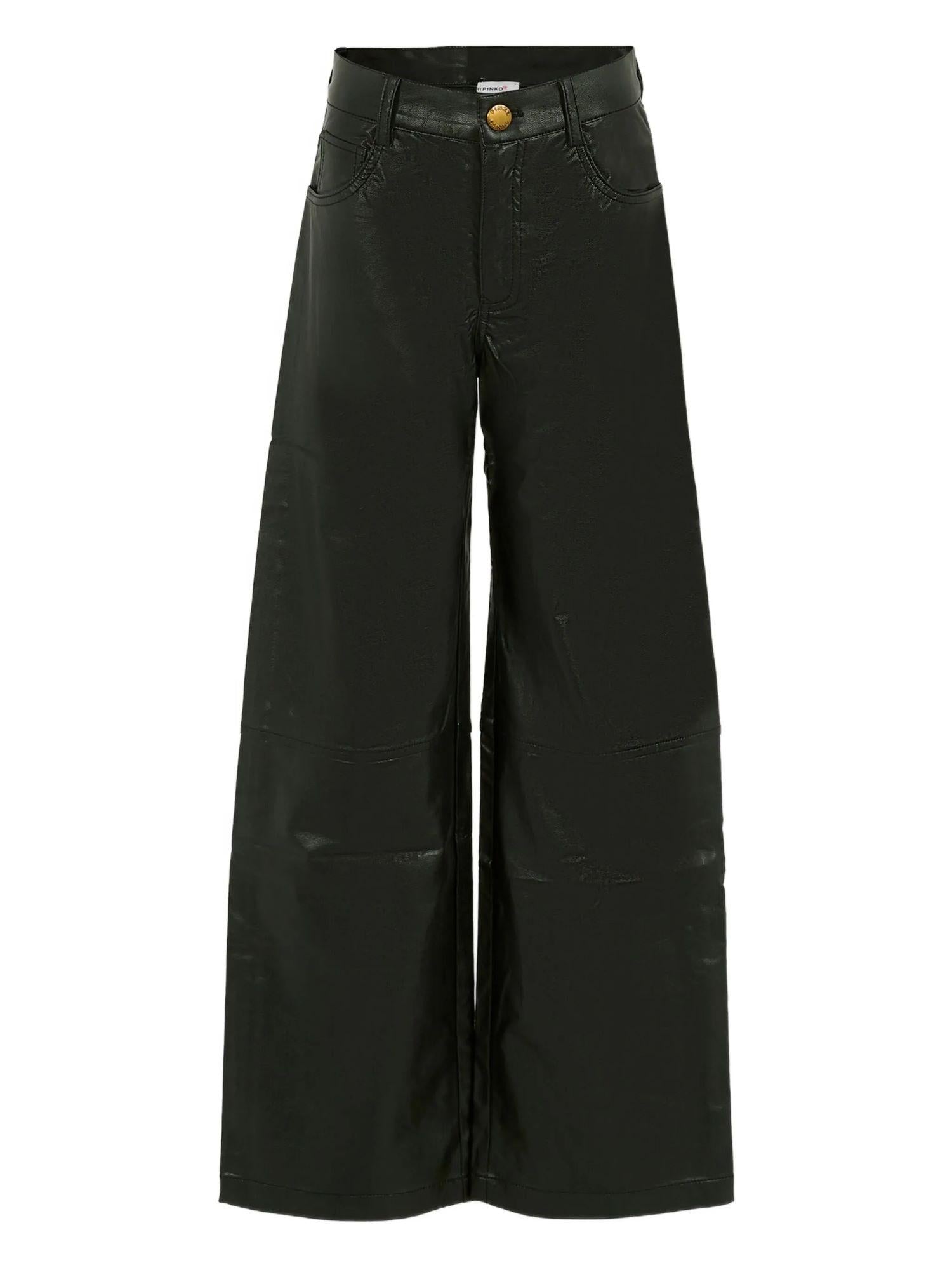 Pinko pantaloni gamba larga in ecopelle nero KFPA018CPE017 N000 PINKO KIDS 