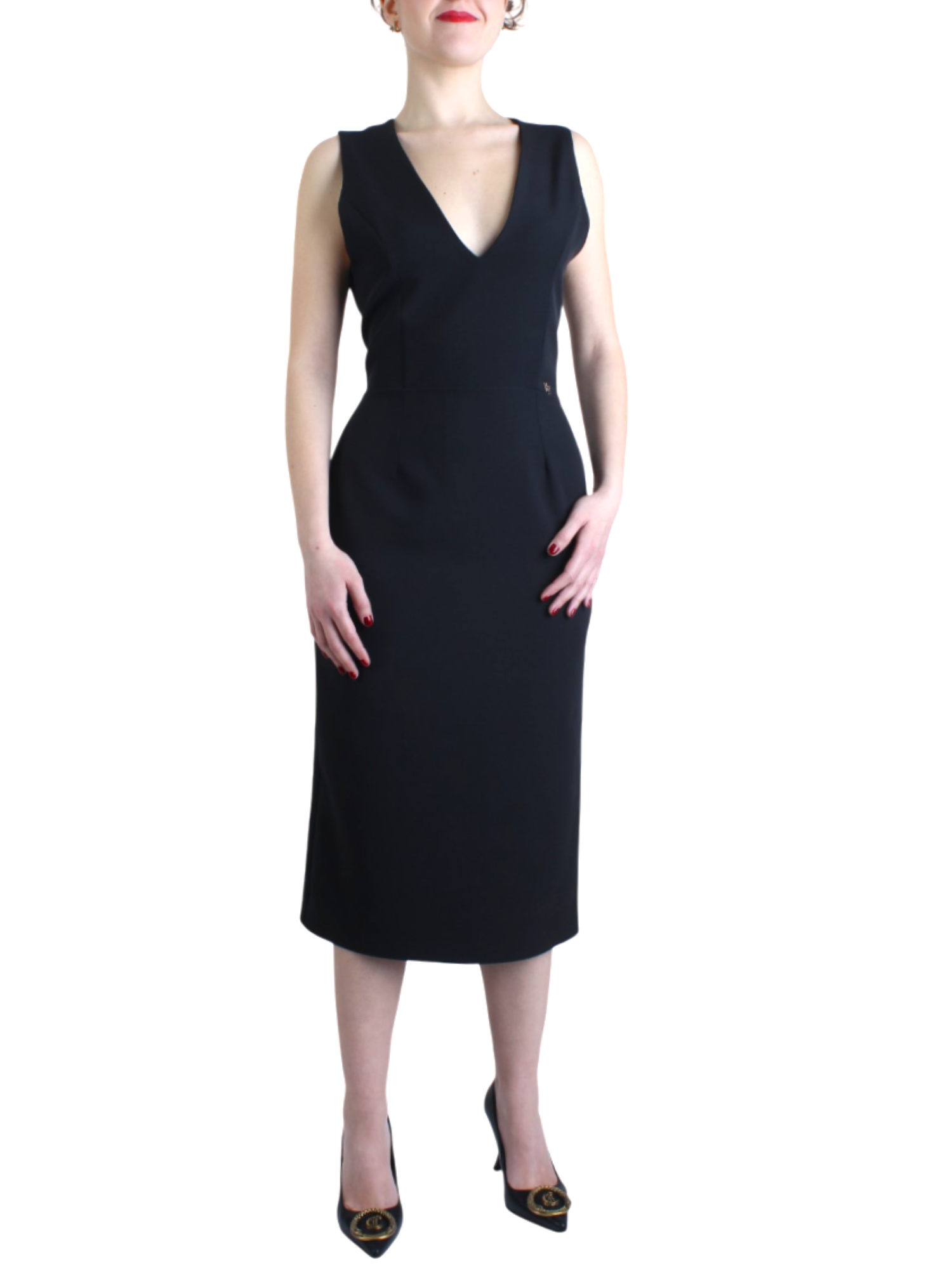 Yes Zee abito midi smanicato con laccetti strass nero A205-CH00 0801 YES-ZEE 