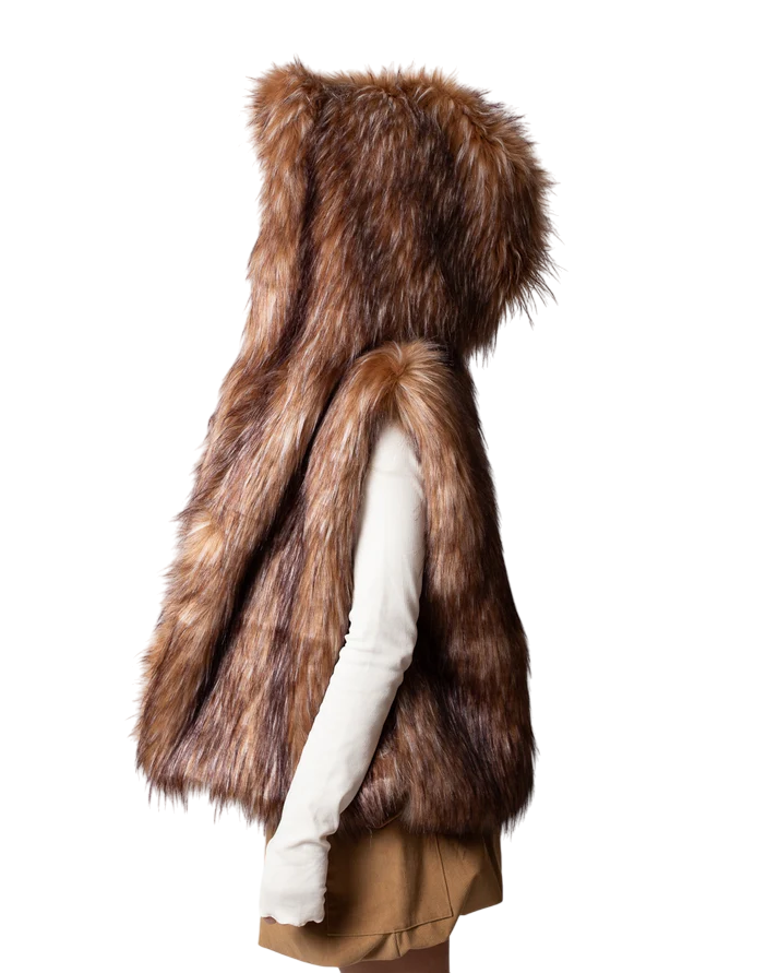 Disclaimer gilet in ecopelliccia con cappuccio cammello 55286 CAMMELLO DISCLAIMER 