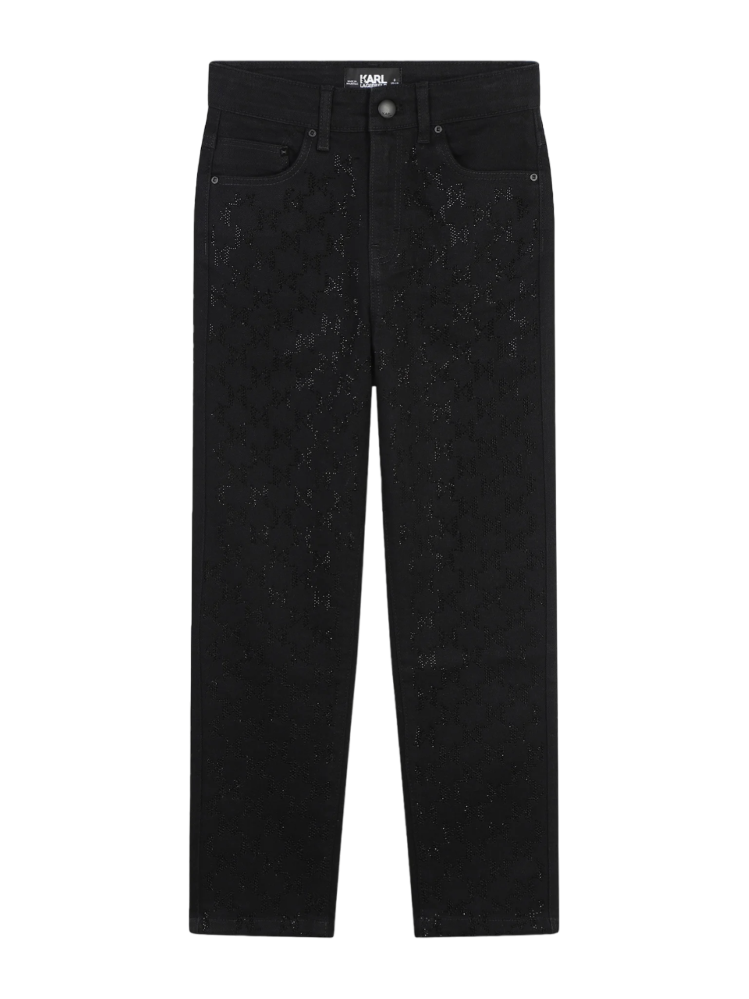 Karl Lagerfeld Kids jeans con logo monogram strass nero