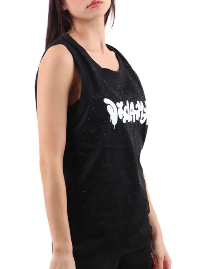 Disclaimer canotta con stampa logo e strass nero 54937 NERO DISCLAIMER 