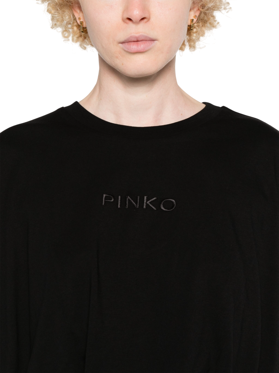 Pinko T-shirt crop manica corta Targa con logo nero 104206-A251 Z99 PINKO 