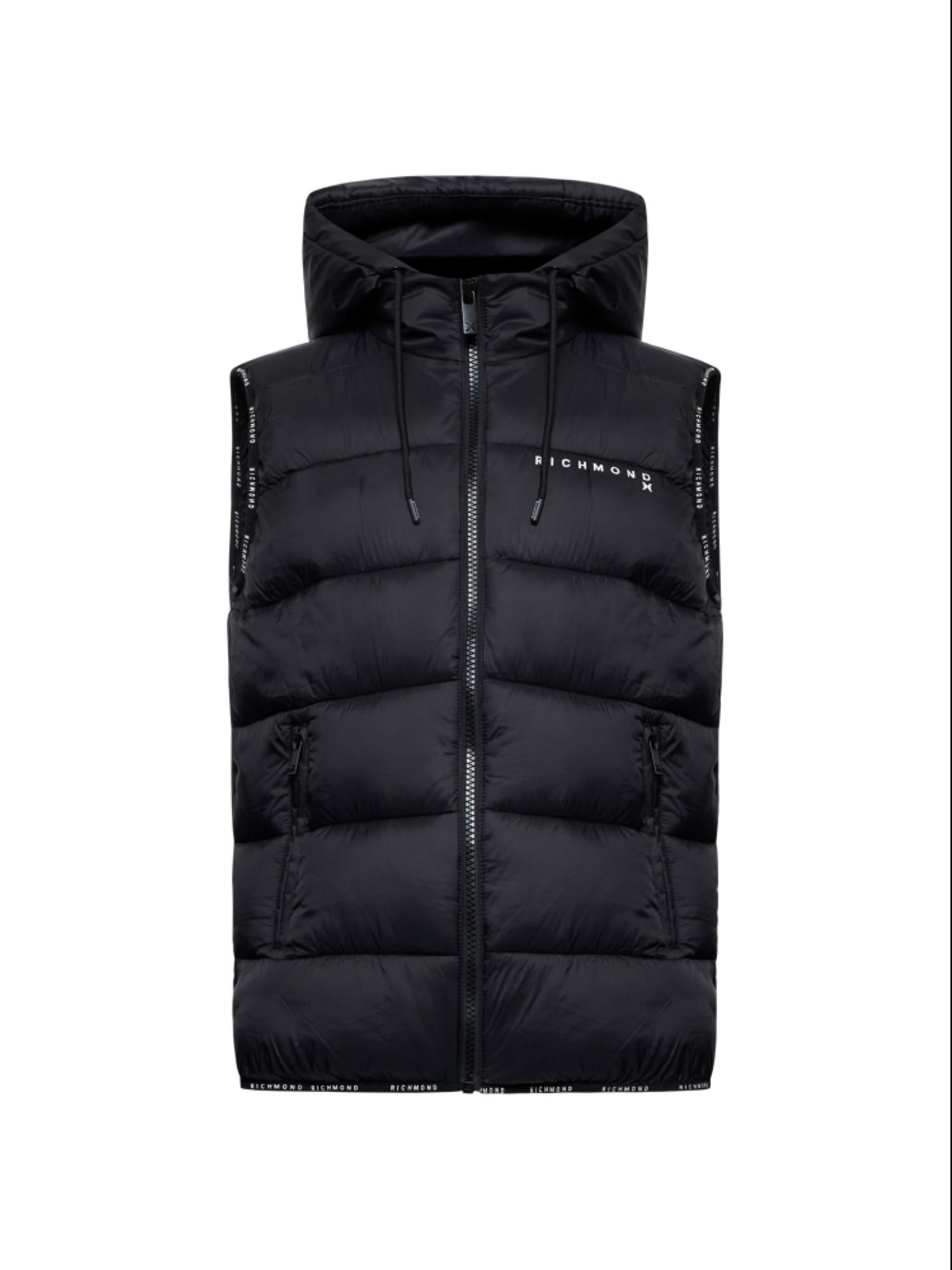 John Richmond gilet imbottito con cappuccio nero UMA25160PI BLACK John RICHMOND 
