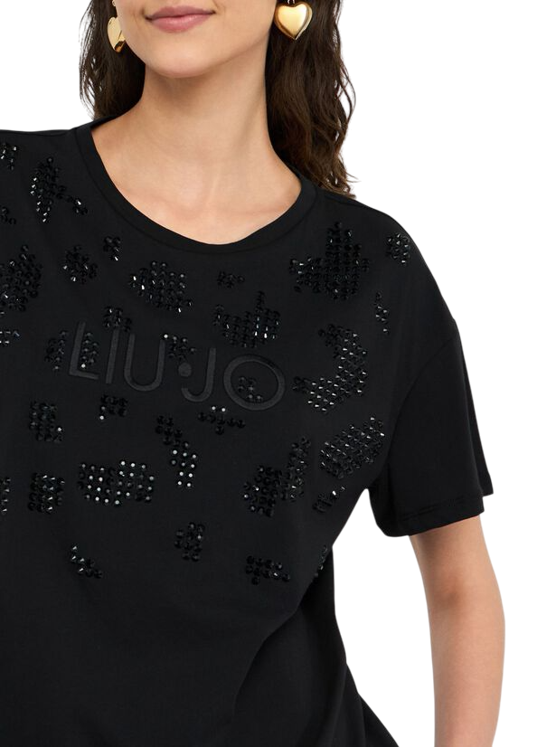 Liu Jo T-shirt manica corta con applicazioni gioiello nero TF5184JS923 M9757 LIU JO 