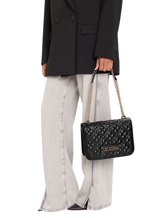 Love Moschino borsa a spalla in ecopelle trapuntata nero oro JC4000PP0N-LA0 000 MOSCHINO LOVE 