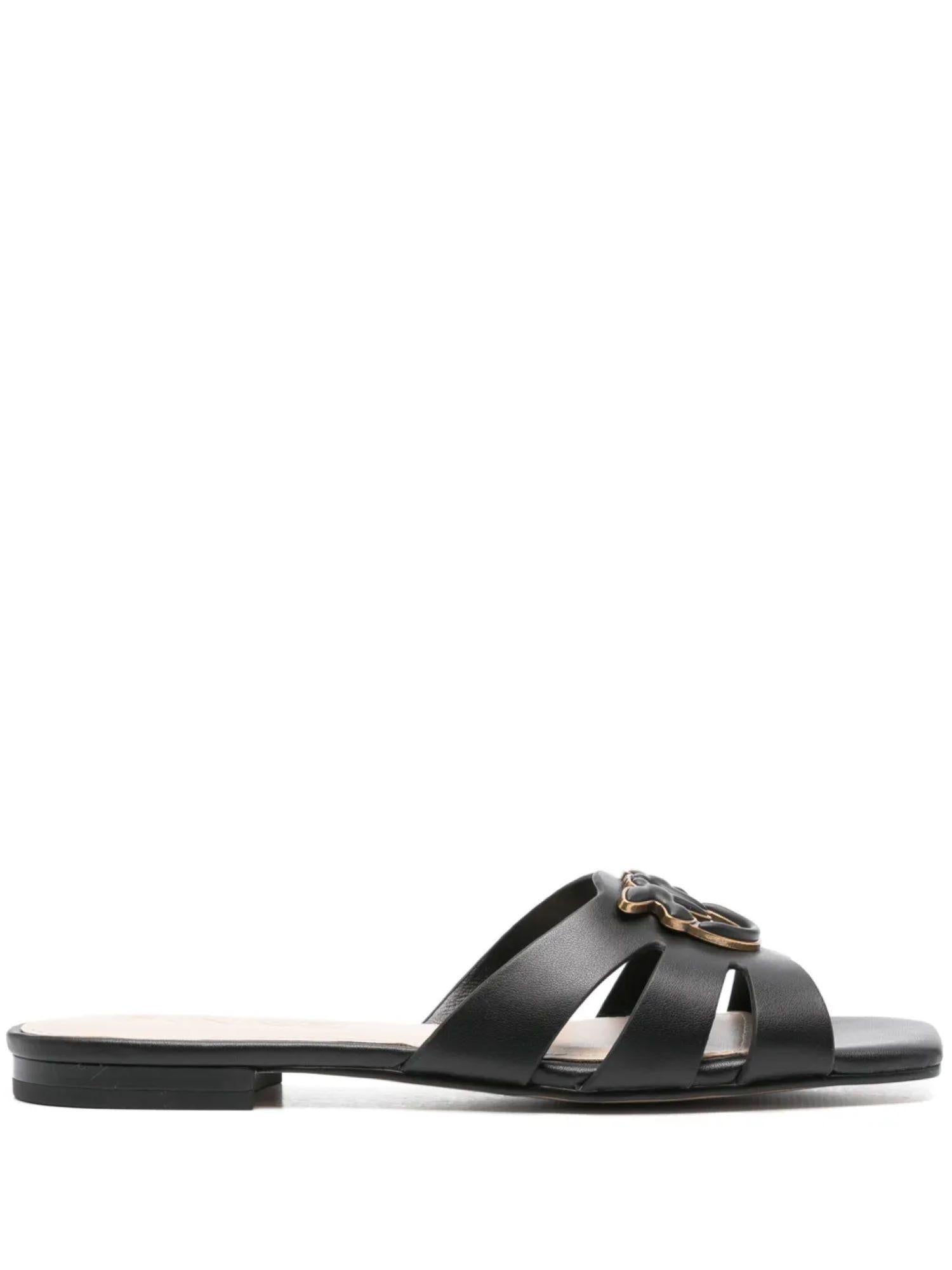 Pinko ciabatta Marli in pelle con logo nero SD0313P003 Z99 PINKO 