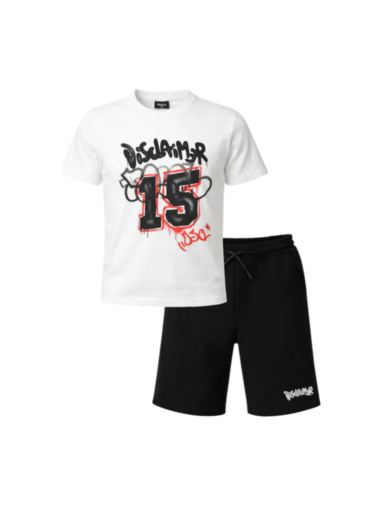 Disclaimer completo bambino T-shirt e bermuda bianco nero 58885-C BIANCO-NERO DISCLAIMER 