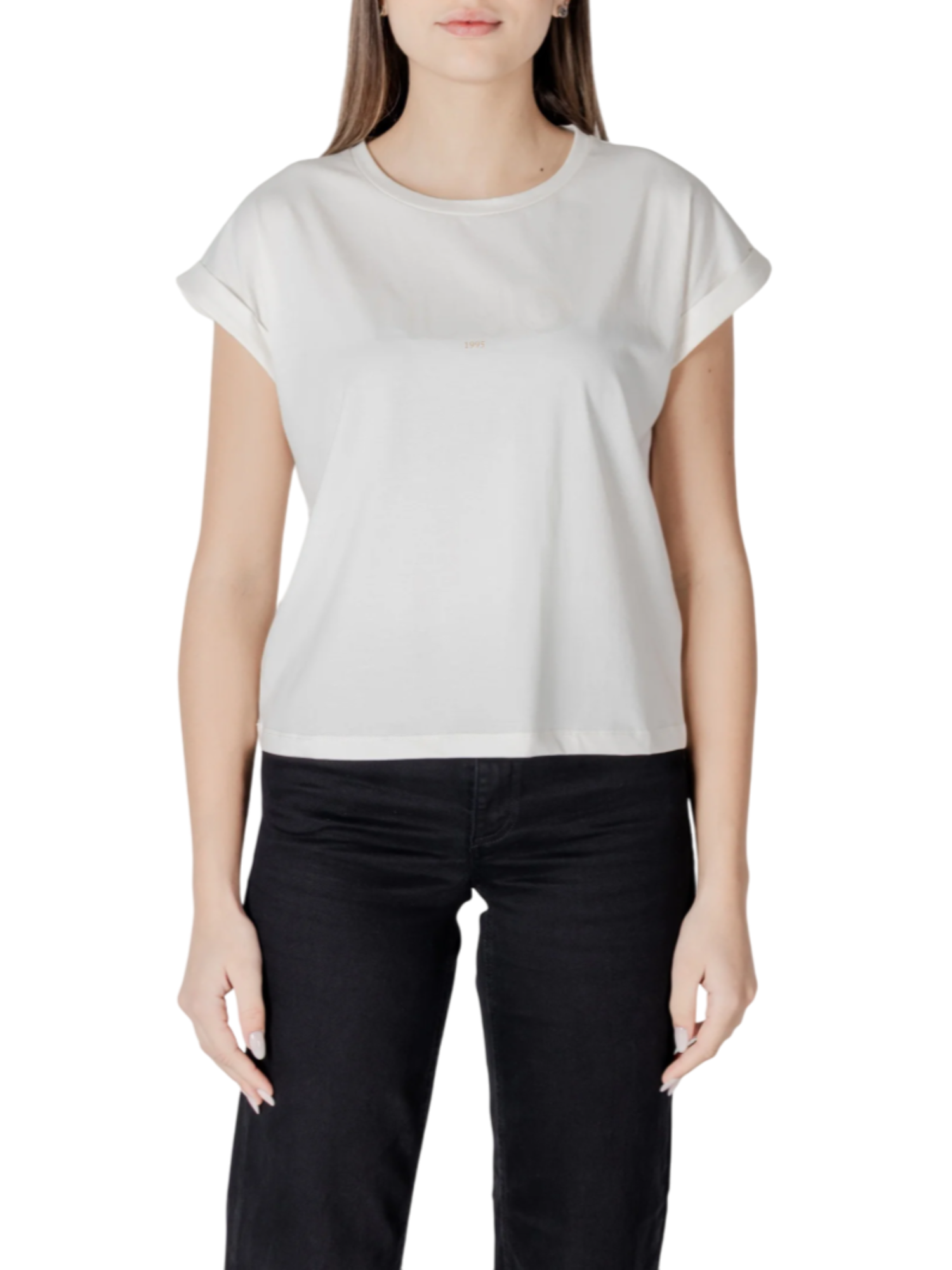 Liu Jo T-shirt manica corta in jersey con logo bianco latte