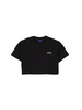 County of Milan T-shirt crop bambina con logo strass nero
