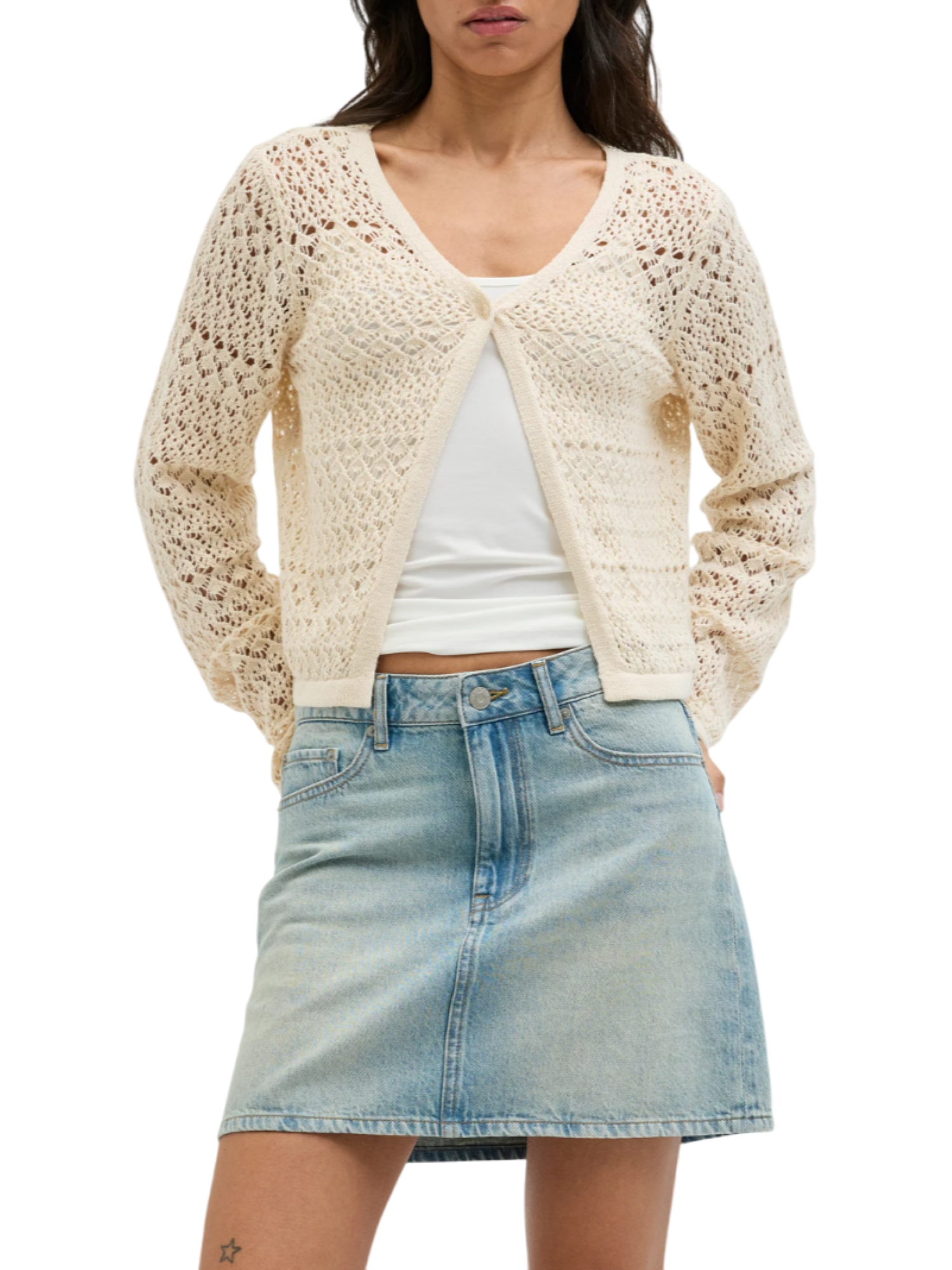 Jjxx cardigan in maglia traforata beige 12275489 FOG JJXX 
