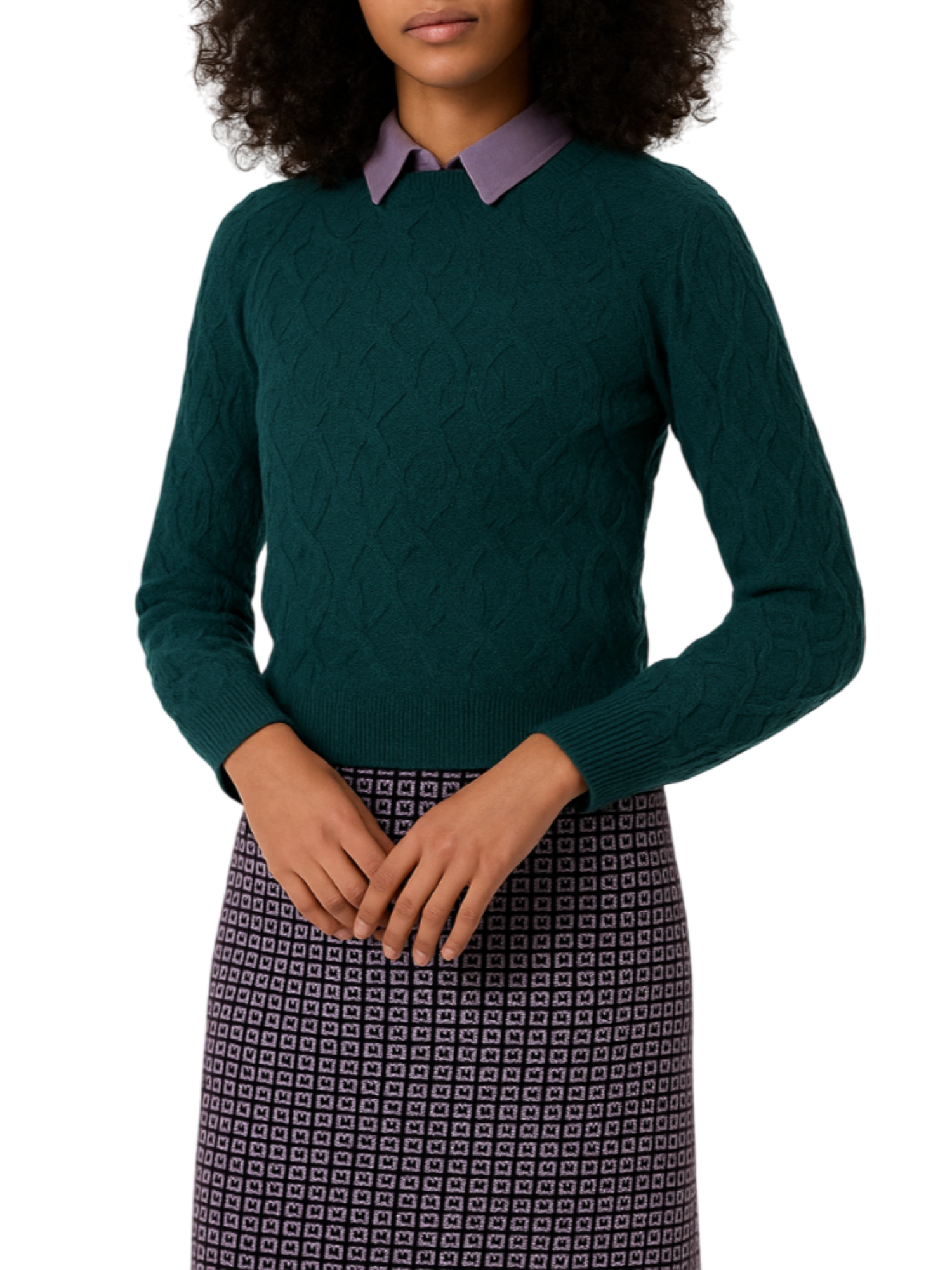 Surkana maglia misto alpaca con trecce ottanio 555OMAR236 51 SURKANA 