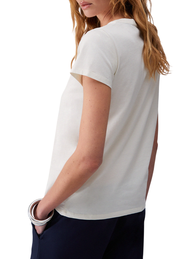 Liu Jo T-shirt manica corta con logo strass panna TA6056JS923 M9136 LIU JO 
