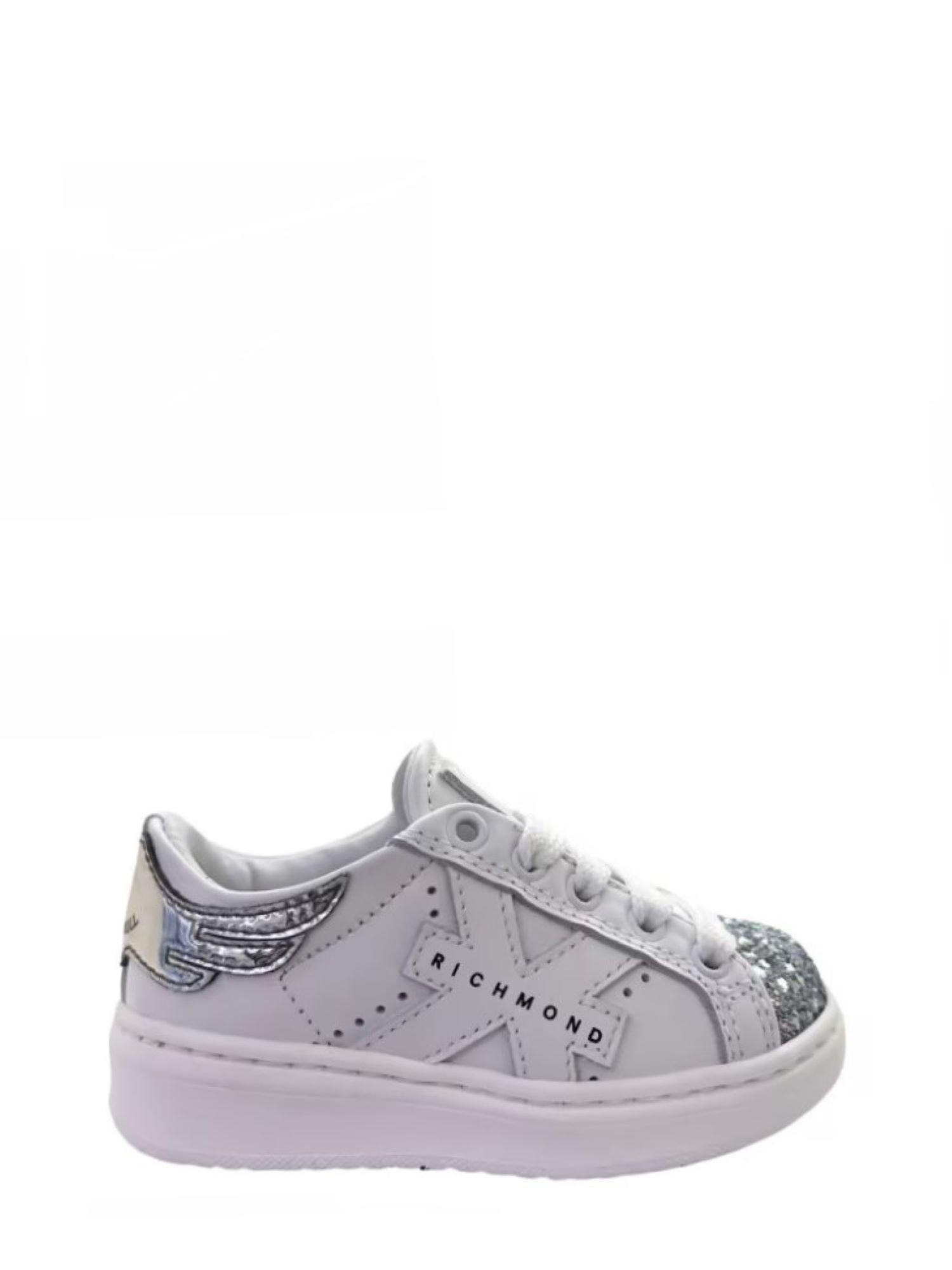 John Richmond sneakers in pelle con glitter bianco