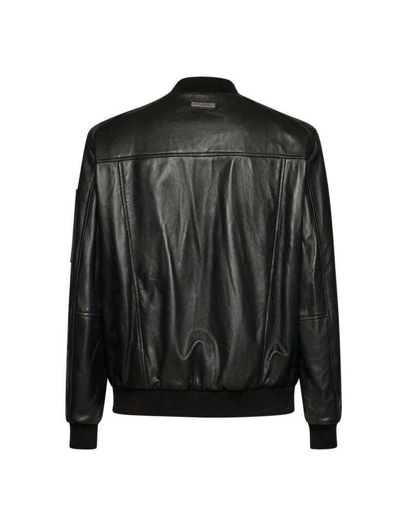John Richmond giubbino bomber uomo in pelle nero UMA25452GB BLACK John RICHMOND 