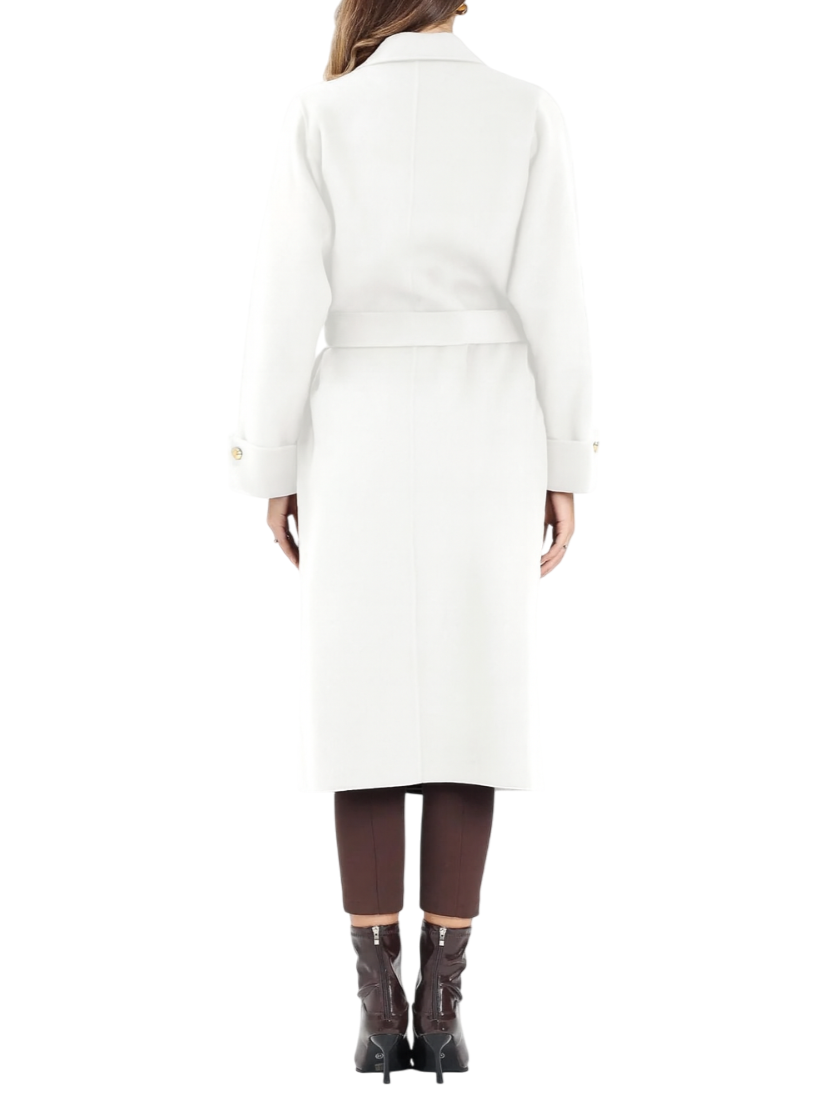 Elisabetta Franchi cappotto lungo con cintura in lana bianco latte CP68D56E2 DZ9 ELISABETTA FRANCHI 