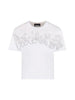 Disclaimer T-shirt crop maniche corte con logo strass bianco