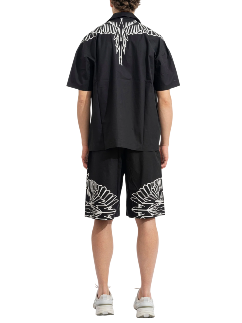 County of Milan bermuda uomo in cotone stampa iconica nero CMMABE012 110 COUNTY OF MILAN 