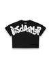Disclaimer T-shirt crop donna con logo glitter nero