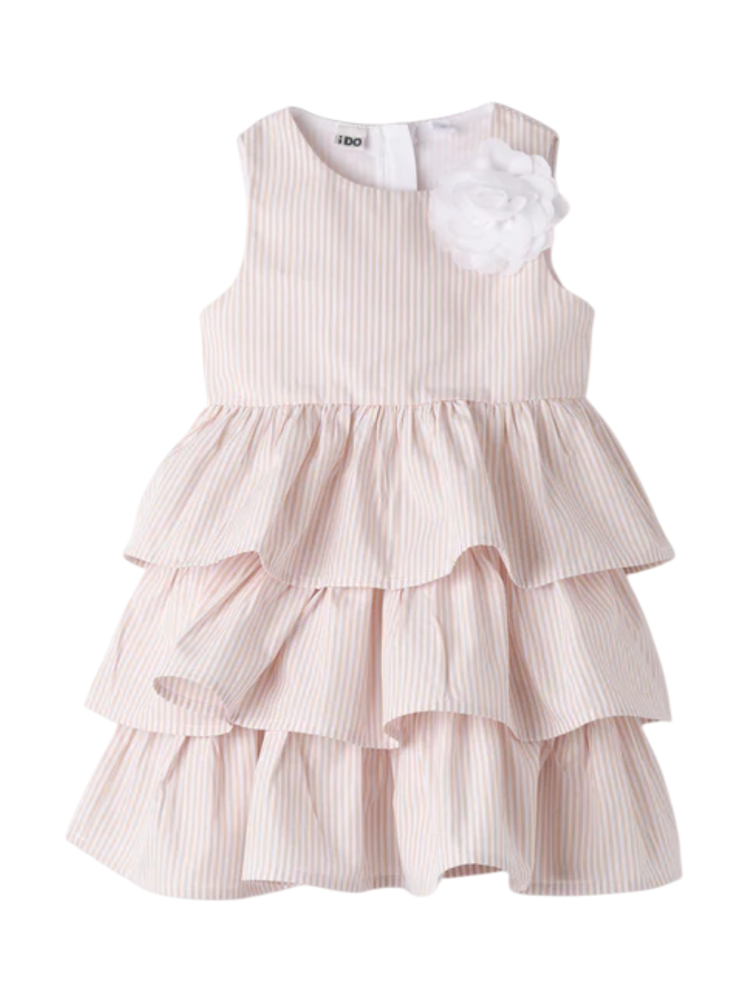 iDo abito con balze in fantasia a righe bianco beige 4B347 0941 iDO 
