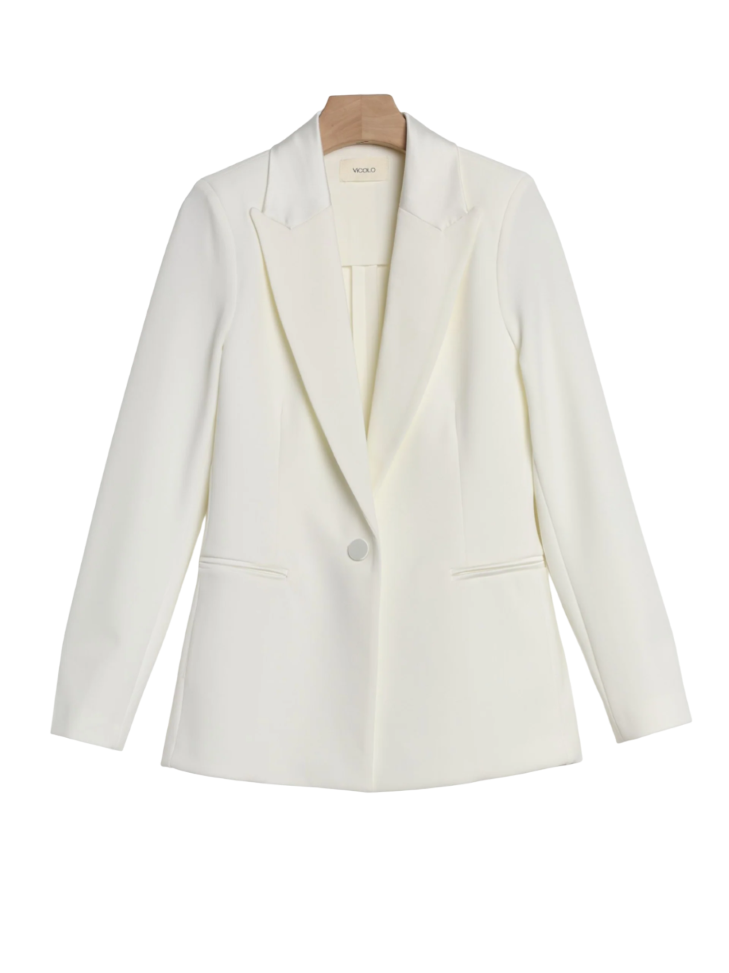 Vicolo giacca blazer monopetto in tessuto crepe bianco latte