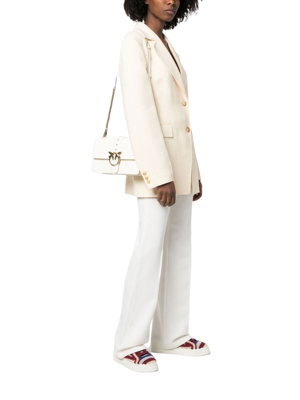 Pinko borsa a tracolla Love Bag One Classic in pelle bianco oro 100053-A0F1 Z14Q PINKO 