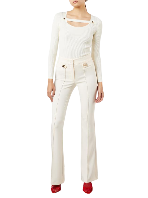 Simona Corsellini pantaloni flare con applicazioni rosa cipria A24CPPA00301 0692 SIMONA CORSELLINI 