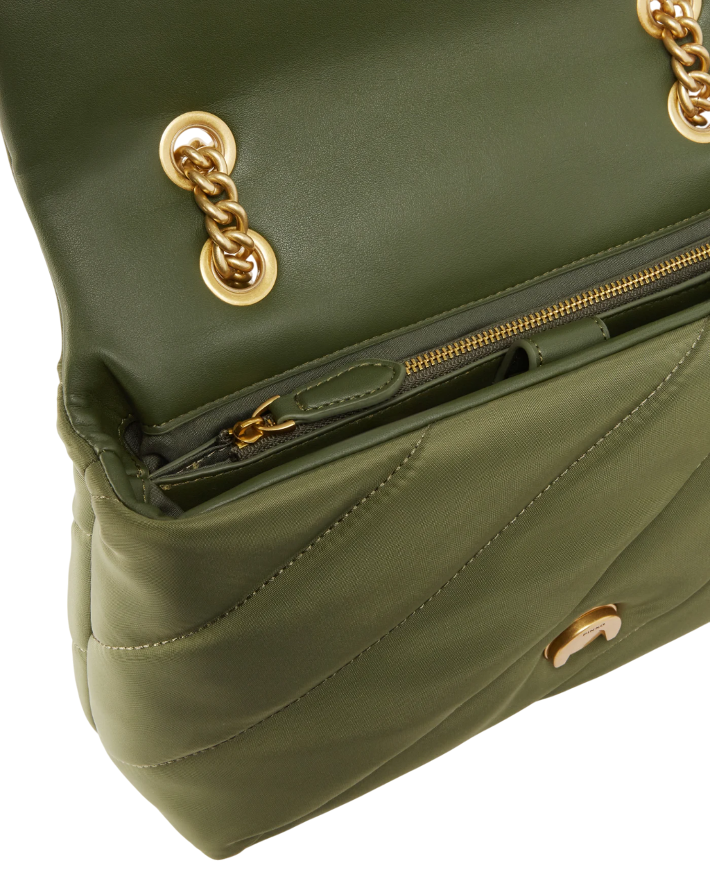 Pinko borsa Love Bag Classic Puff in nylon verde militare