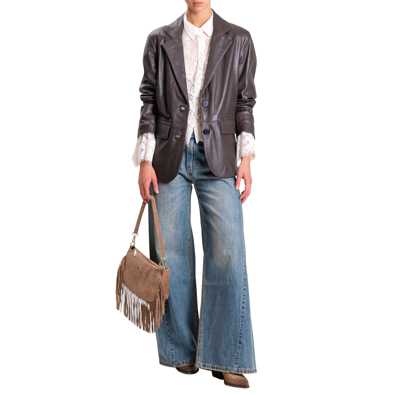 Vicolo giacca blazer donna in pelle marrone TF0271 MORO VICOLO 